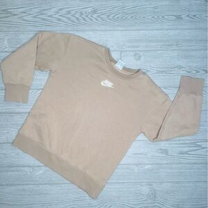 Nike tan khaki long sleeve sweatshirt sweater, pullover cropped child’s medium